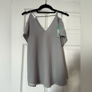 Collective Concepts Reeva Back Detail Blouse S Petite, Light Grey NWT